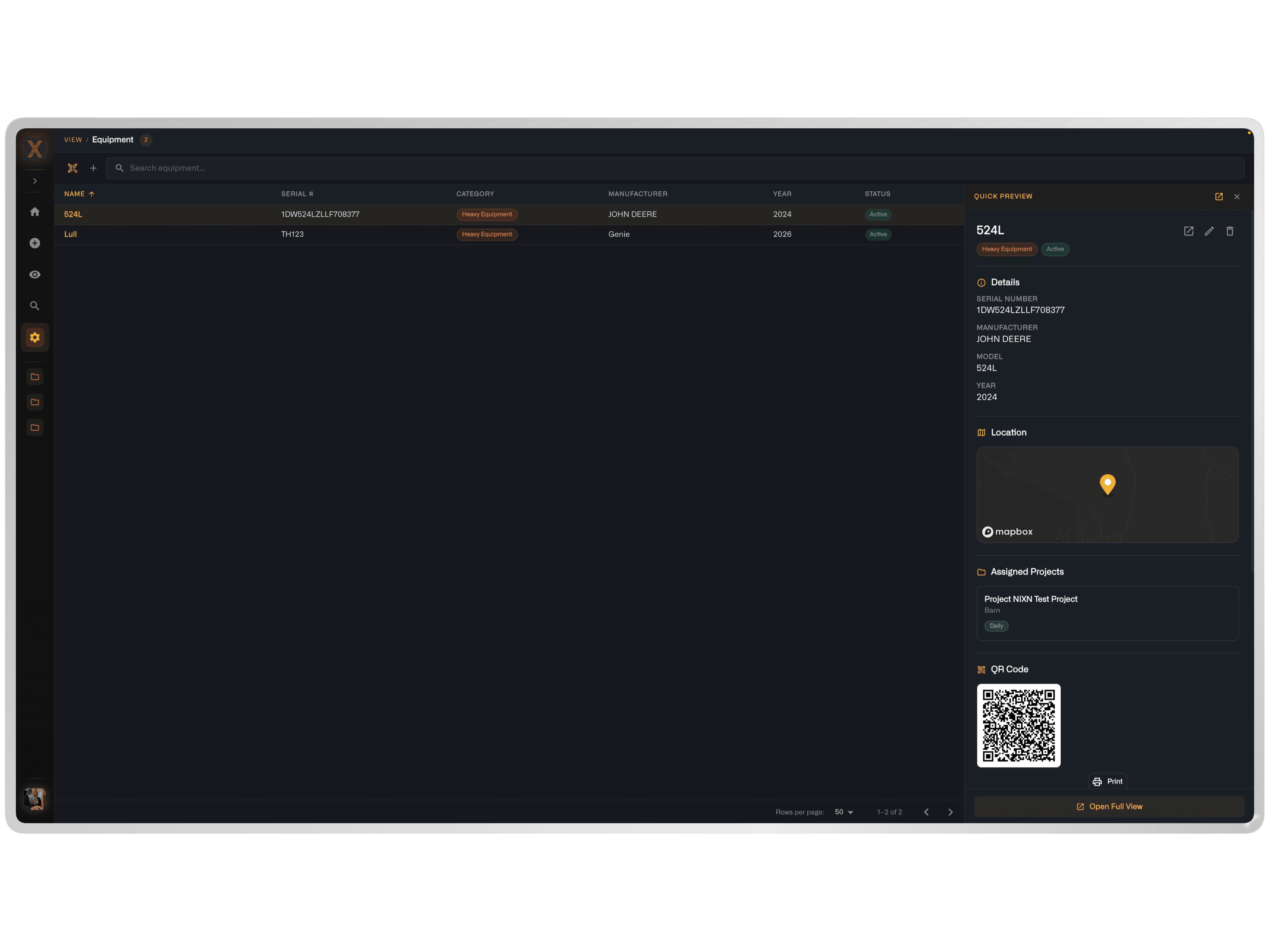 NIXN Equipment Inspection — Equipment View