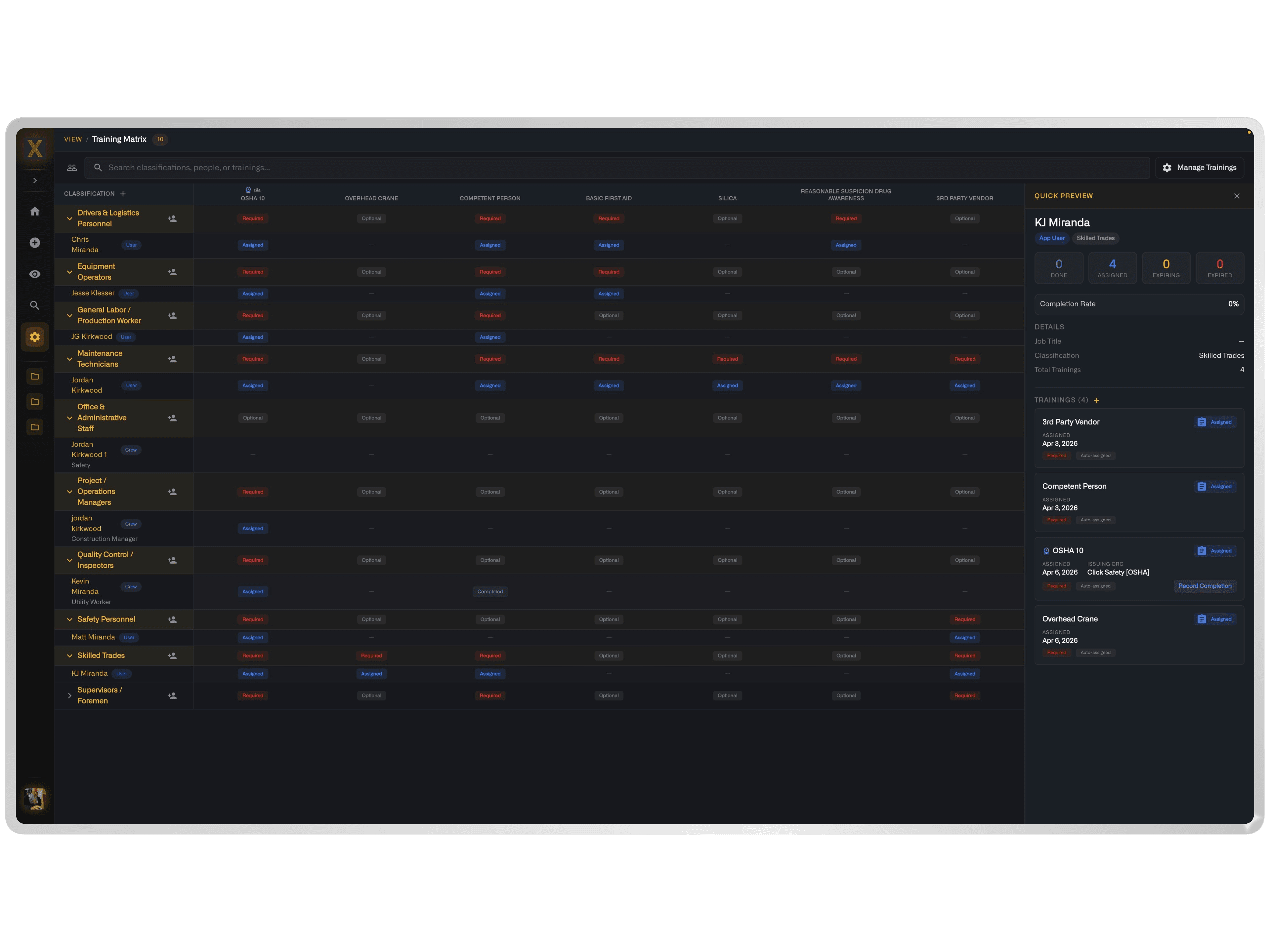 NIXN LMS — Training Matrix