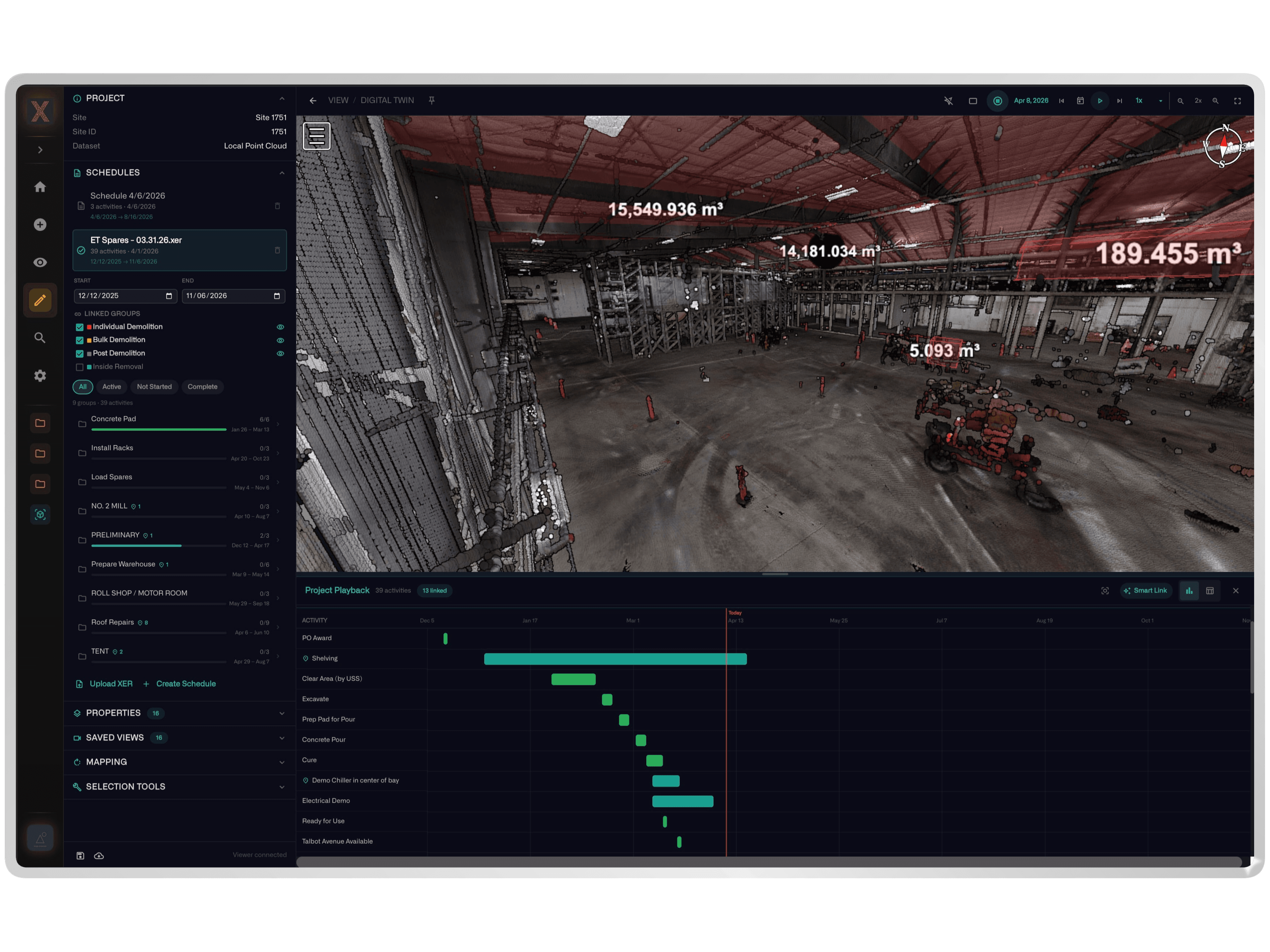 NIXN Point Cloud Scanning — Digital Twin with Volumetric Measurements