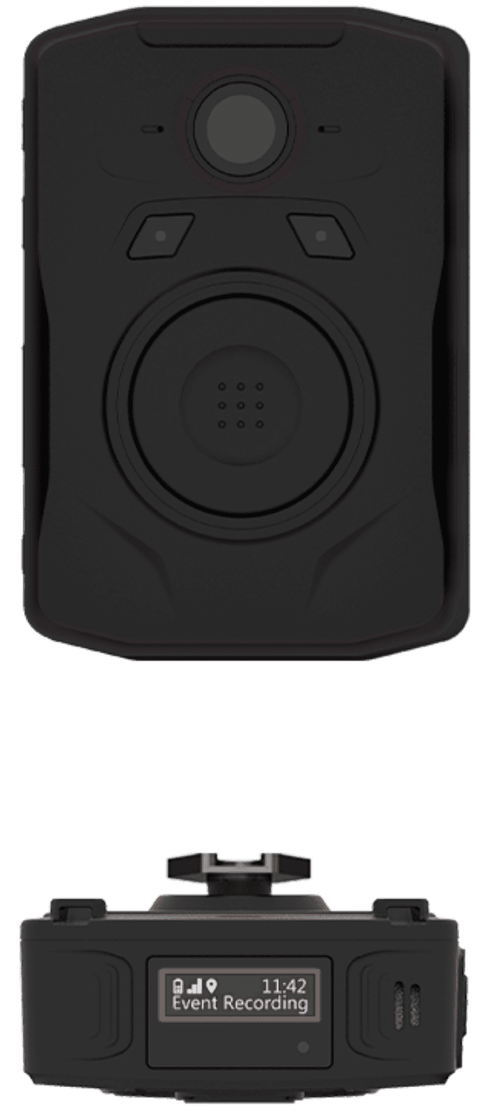WAC wearable capture device shown from front and bottom view